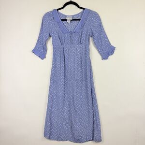Pudding Shop Vintage Womens Sz 0 Lavender Floral Rayon Cottagecore Sweet Dress